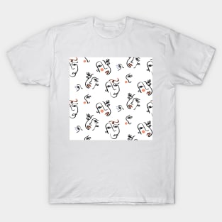 White Abstract Faces T-Shirt